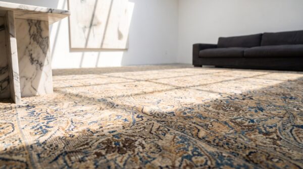 Light color fine weave antique floral persian room size kerman rug 8 Light color fine weave antique floral persian room size kerman rug (sku 20148) - in-room detail