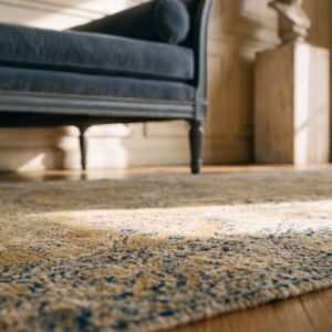 Antique Light Color Floral Persian Kerman Hallway Runner Wool Rug (SKU 21716) - in-room detail