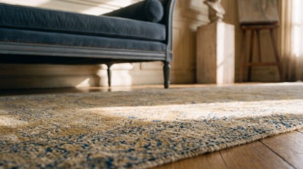 Antique light color floral persian kerman hallway runner wool rug (sku 21716) - in-room detail