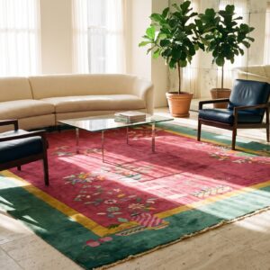 Light Coral Color Antique Classic Art Deco Chinese Design Carpet (SKU 23636) - room view