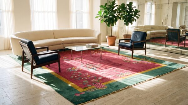 Light coral color antique classic art deco chinese design carpet (sku 23636) - room view