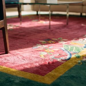 Light Coral Color Antique Classic Art Deco Chinese Design Carpet (SKU 23636) - in-room detail