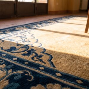 Light Cream Color Antique Mid 19th Century Chinese Ningxia Rug (SKU 23339) - in-room detail