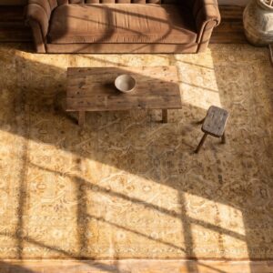Light Decorative Allover Design Antique Persian Room Size Tabriz Rug (SKU 19087) - styled overhead view