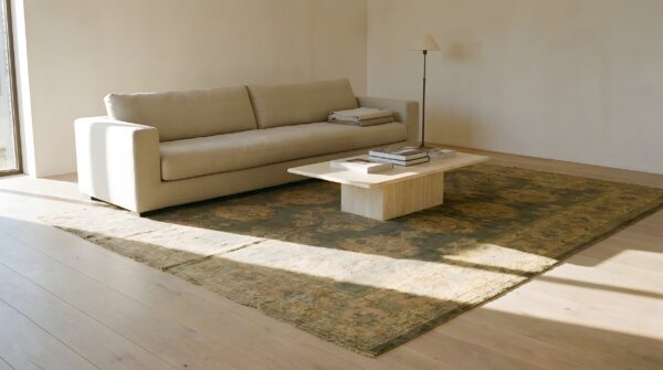 Light decorative gray color large scale design antique turkish oushak carpet 8 Light decorative gray color large scale design antique turkish oushak carpet (sku 24788) - room view