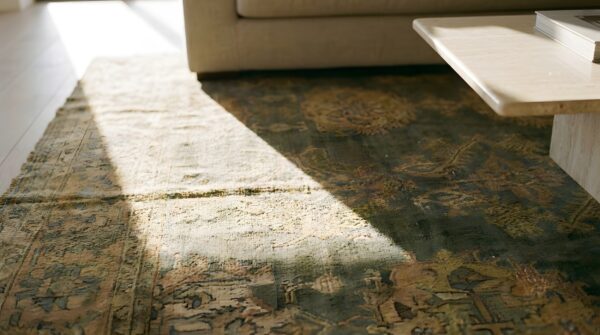 Light decorative gray color large scale design antique turkish oushak carpet 9 Light decorative gray color large scale design antique turkish oushak carpet (sku 24788) - in-room detail