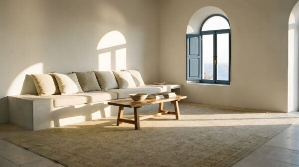 Light decorative washed out cream color antique oversized fine persian tabriz carpet 7 Light decorative washed out cream color antique oversized fine persian tabriz carpet (sku 23245) - room view