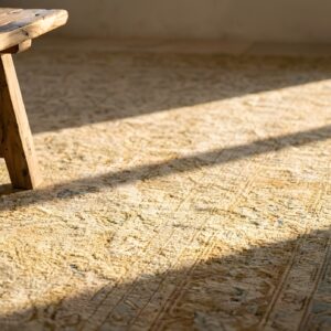 Light Decorative Washed Out Cream Color Antique Oversized Fine Persian Tabriz Carpet (SKU 23245) - in-room detail