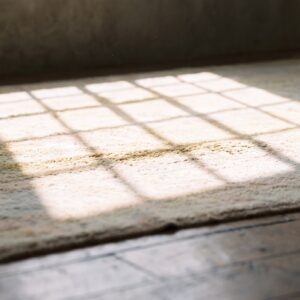 Light Decorative Washed Out Yellow Color Antique Indian Cotton Agra Rug (SKU 20367) - in-room detail
