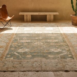Light Green Color Tribal Large Scale Antique 19th Century Persian Ziegler Sultanabad Carpet (SKU 18703) - room view