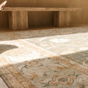 Light Green Color Tribal Large Scale Antique 19th Century Persian Ziegler Sultanabad Carpet (SKU 18703) - in-room detail