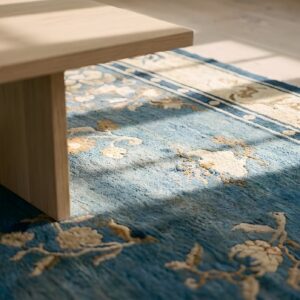 Antique Light Grey Blue Color Medallion Design Peking Chinese Rug (SKU 23813) - in-room detail