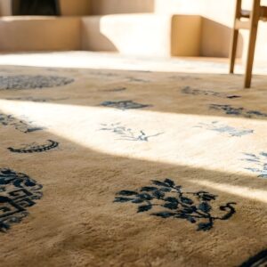 Light Ivory and Blue Very Big Antique Chinese Wool Pile Peking Carpet (SKU 25581) - in-room detail