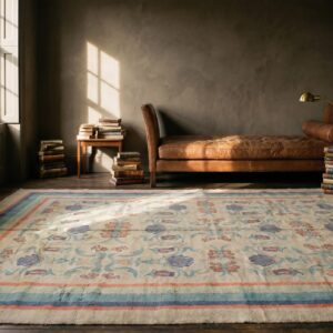 Light Ivory Color Antique Irish Floral Arts & Crafts Design Donegal Rug (SKU 17951) - room view