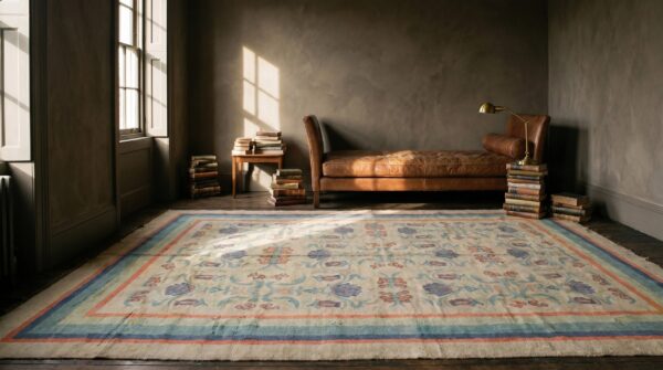 Light ivory color antique irish floral arts & crafts design donegal rug 9 Light ivory color antique irish floral arts & crafts design donegal rug (sku 17951) - room view