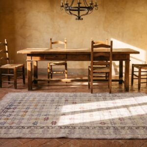 Light Ivory Color Antique Small Size Tribal Geometric Indian Agra Cotton Pile Area Rug (SKU 21035) - room view