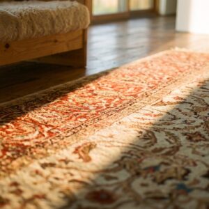 Light Ivory Cream Color Antique Tribal Allover Floral Design Persian Sultanabad Carpet (SKU 17756) - in-room detail
