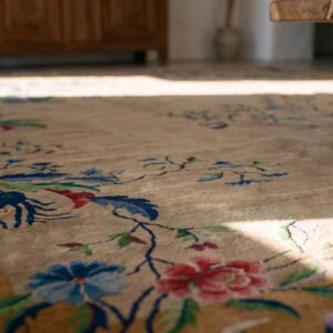Light Soft Gray Color Big Size Antique Chinese Art Deco Carpet (SKU 25734) - in-room detail