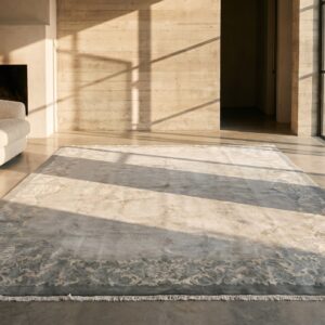 Light Washed Out Gray Color Antique Chinese Art Deco Rug (SKU 21946) - room view