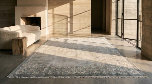 Light washed out gray color antique chinese art deco rug 6 Light washed out gray color antique chinese art deco rug (sku 21946) - room view