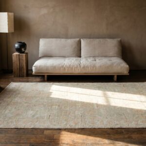 Light Washed Out Green Color Antique Indian Cotton Agra Scatter Rug (SKU 20123) - room view