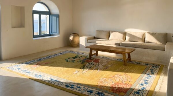 Light yellow antique artistic scenic design chinese deco rug (sku 24227) - room view