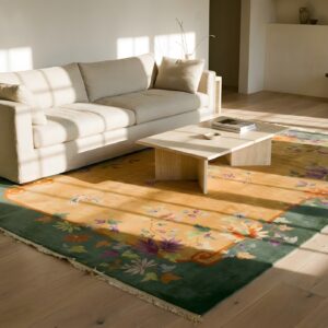 Light Yellow Color Antique Decorative Chinese Deco Area Rug (SKU 24583) - room view