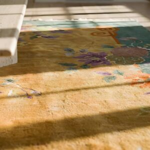 Light Yellow Color Antique Decorative Chinese Deco Area Rug (SKU 24583) - in-room detail