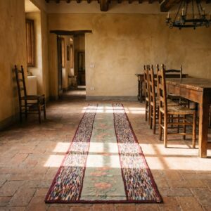 Antique Long and Narrow American Hooked Floral Folk Art Hallway Runner Rug (SKU 17202) - room view