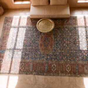 Long and Narrow Rare Antique 18th Century Caucasian Gallery Carpet (SKU 24434) - styled overhead view