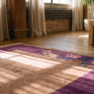 Antique Long and Narrow Room Size Coral Chinese Art Deco Wool Pile Carpet (SKU 22631) - in-room detail