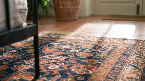 Antique long and narrow size blue tribal persian bidjar wool rug 11 Antique long and narrow size blue tribal persian bidjar wool rug (sku 25083) - in-room detail