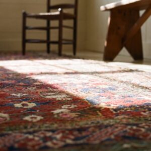 Long and Narrow Antique Tribal Colorful Jewel Tone Caucasian Seychour Rug (SKU 21727) - in-room detail