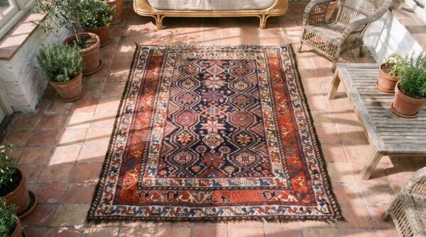 Antique luri persian knotted rug 2 Antique luri persian knotted rug (sku 21292) - styled overhead view