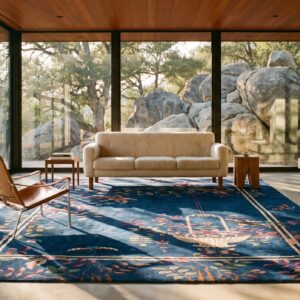 Luxurious Blue Color Wool Pile Antique Art Deco Chinese Rug (SKU 25247) - room view