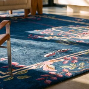 Luxurious Blue Color Wool Pile Antique Art Deco Chinese Rug (SKU 25247) - in-room detail