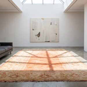 Luxurious Soft Pile Antique Coral Turkish Islamic Prayer Design Angora Oushak Rug (SKU 21273) - room view