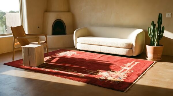 Luxurious soft plush wool pile antique red chinese deco small size area rug 7 Luxurious soft plush wool pile antique red chinese deco small size area rug (sku 25162) - room view