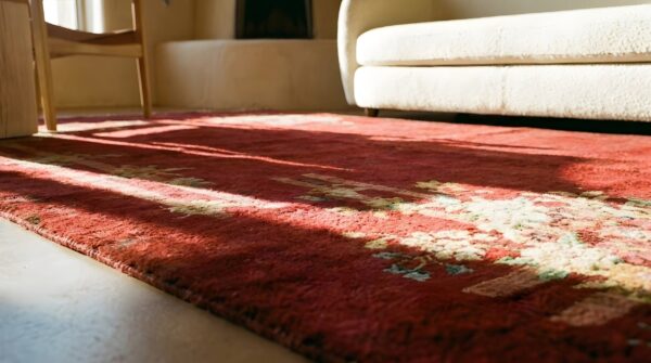 Luxurious soft plush wool pile antique red chinese deco small size area rug 8 Luxurious soft plush wool pile antique red chinese deco small size area rug (sku 25162) - in-room detail