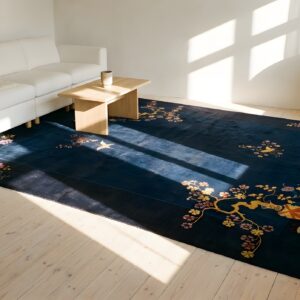 Luxurious Soft Wool Pile Antique Rich Blue Color Chinese Deco Rug (SKU 24121) - room view