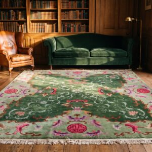 Magnificent Green Color Antique Art Deco Chinese Wool Pile Rug (SKU 21908) - room view