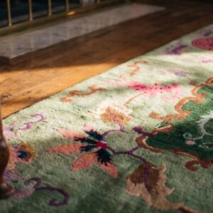 Magnificent Green Color Antique Art Deco Chinese Wool Pile Rug (SKU 21908) - in-room detail