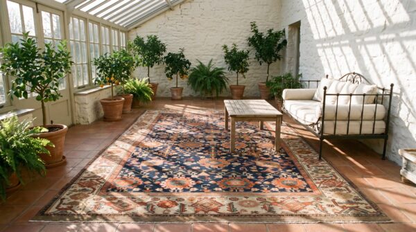 Magnificent large scale allover tribal design antique rustic persian bibikabad room size rug 8 Magnificent large scale allover tribal design antique rustic persian bibikabad room size rug (sku 25467) - room view