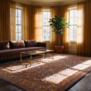 Magnificent Navy Blue Color Fine Weave Floral Design Antique Persian Sarouk Rug (SKU 21894) - room view