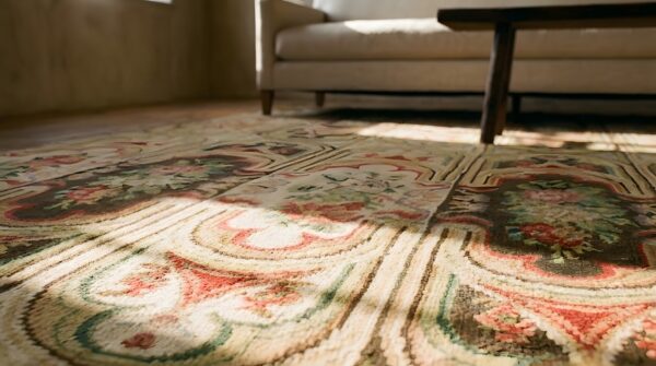 Magnificent romanian antique flat weave european bessarabian kilim rug 8 Magnificent romanian antique flat weave european bessarabian kilim rug (sku 23694) - in-room detail