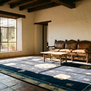 Majestic Antique Peking Medallion Rug from China (SKU 24000) - styled overhead view