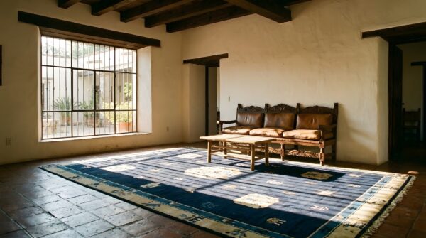 Majestic antique peking medallion rug from china (sku 24000) - styled overhead view
