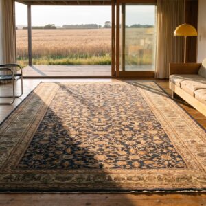 Antique Malayer Large Wool Blue Hand Knotted Pile Rug (SKU 21080) - room view