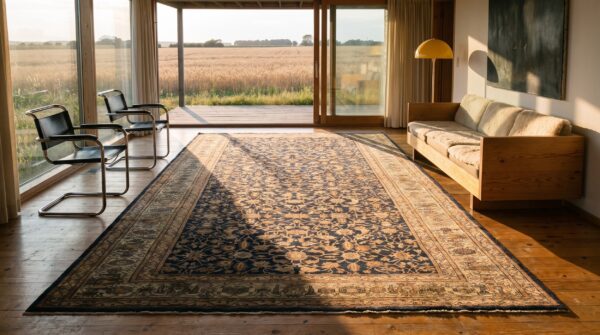 Antique malayer large wool blue hand knotted pile rug 5 Antique malayer large wool blue hand knotted pile rug (sku 21080) - room view