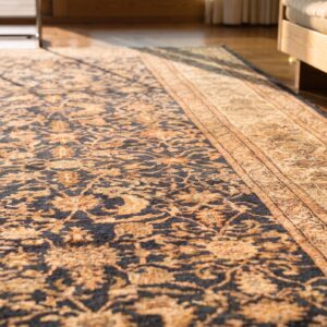 Antique Malayer Large Wool Blue Hand Knotted Pile Rug (SKU 21080) - in-room detail